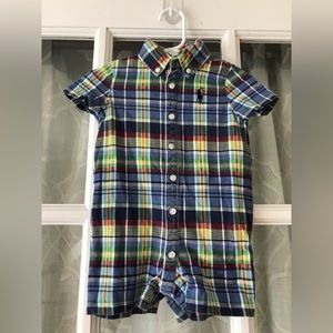 Ralph Lauren size 9 months shortalls in plaid EUC (like-new, no defects)